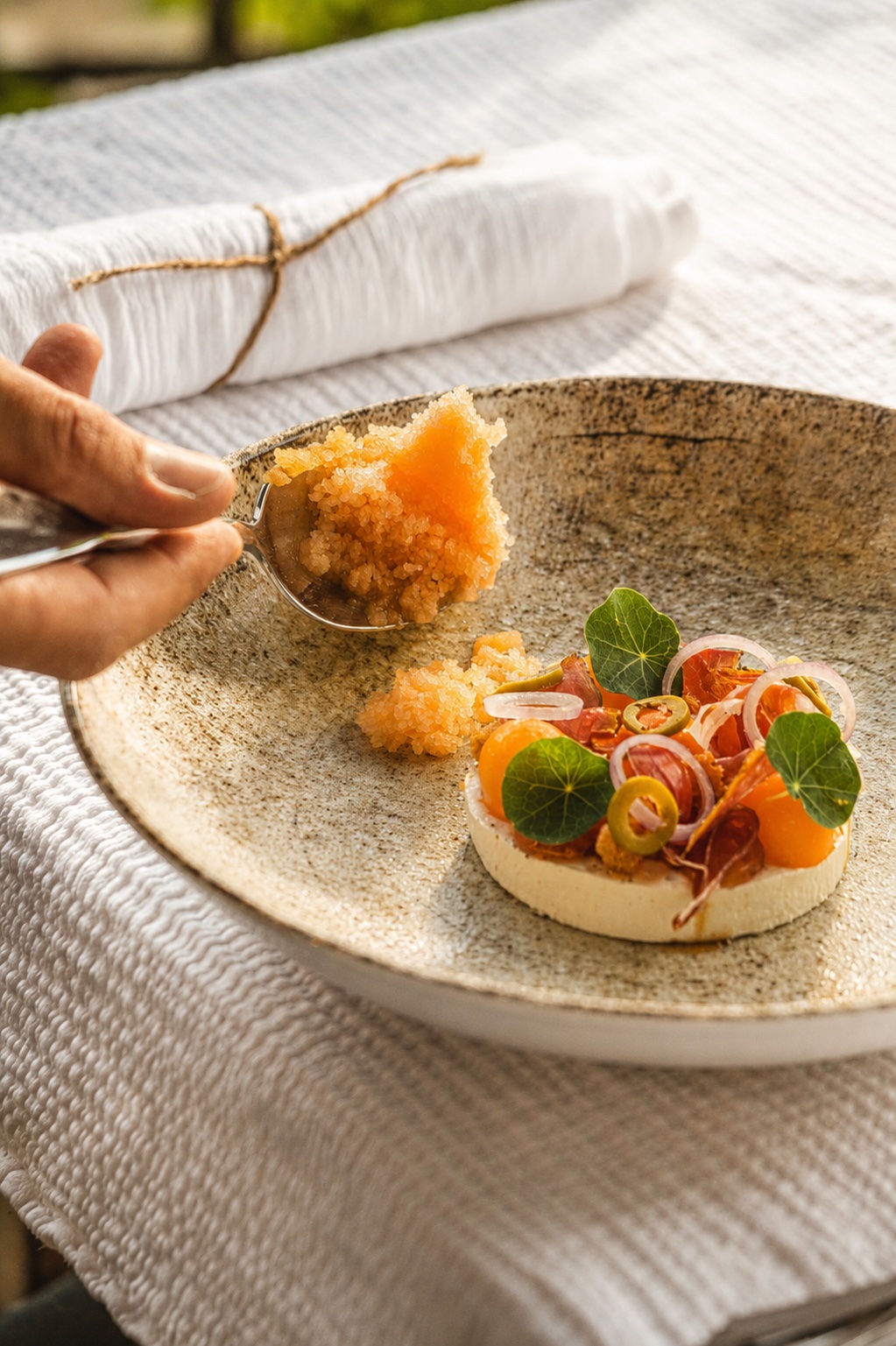 Prisuttu et melon, granité servi au moment