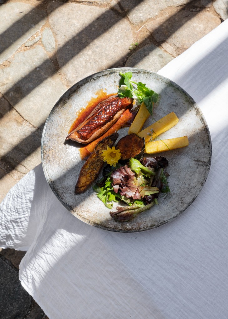 Viande laquée et légumes